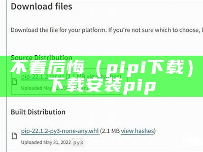 不看后悔（pipi下载）下载安装pip