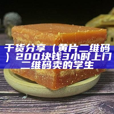 干货分享（黄片二维码）200块钱3小时上门二维码卖的学生