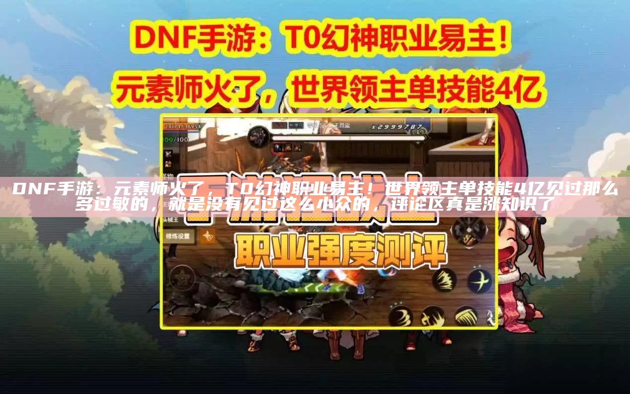 DNF手游：元素师火了，T0幻神职业易主！世界领主单技能4亿见过那么多过敏的，就是没有见过这么小众的，评论区真是涨知识了