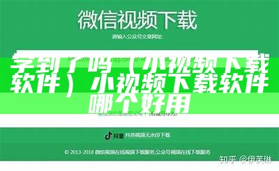 学到了吗（小视频下载软件）小视频下载软件哪个好用