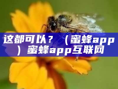 这都可以？（蜜蜂app）蜜蜂app 互联网