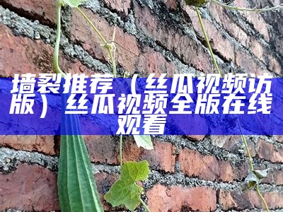 墙裂推荐（丝瓜视频访版）丝瓜视频全版在线观看