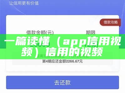 一篇读懂（app信用视频）信用的视频