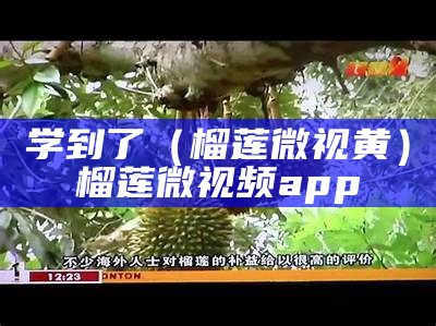 学到了（榴莲微视黄）榴莲微视频app