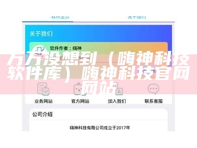 万万没想到（嗨神科技软件库）嗨神科技官网网站（嗨神软件库发生了什么）