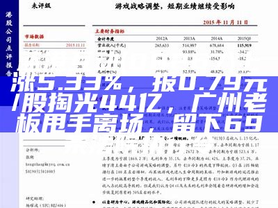 蓝港互动(08267)上涨5.33%，报0.79元/股掏光44亿，广州老板甩手离场，留下69条法院执行令