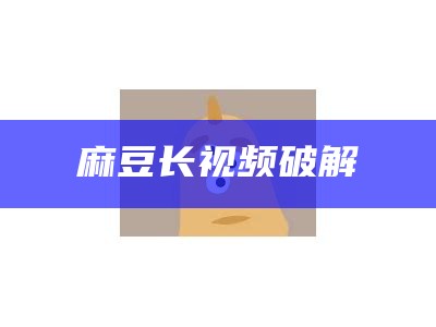 麻豆长视频破解