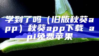 学到了吗（旧版秋葵app）秋葵app下载汅api免费苹果