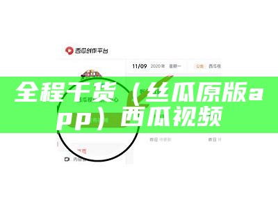 全程干货（丝瓜原版app）西瓜视频