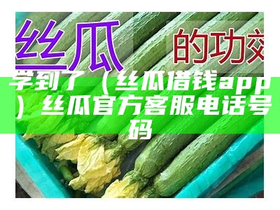 学到了（丝瓜借钱app）丝瓜官方客服电话号码