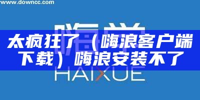 太疯狂了（嗨浪客户端下载）嗨浪安装不了（嗨浪为什么下载不了了）