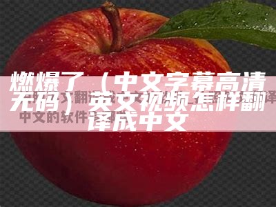 燃爆了（中文字幕高清无码）英文视频怎样翻译成中文