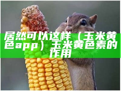 居然可以这样（玉米黄色app）玉米黄色素的作用