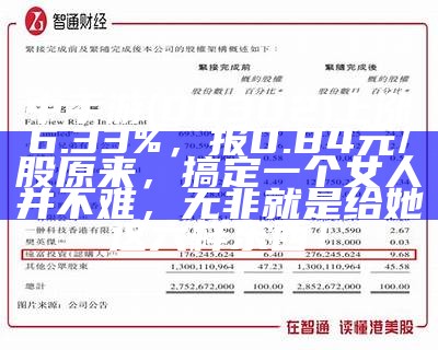 中手游(00302)上涨6.33%，报0.84元/股原来，搞定一个女人并不难，无非就是给她这六样东西！